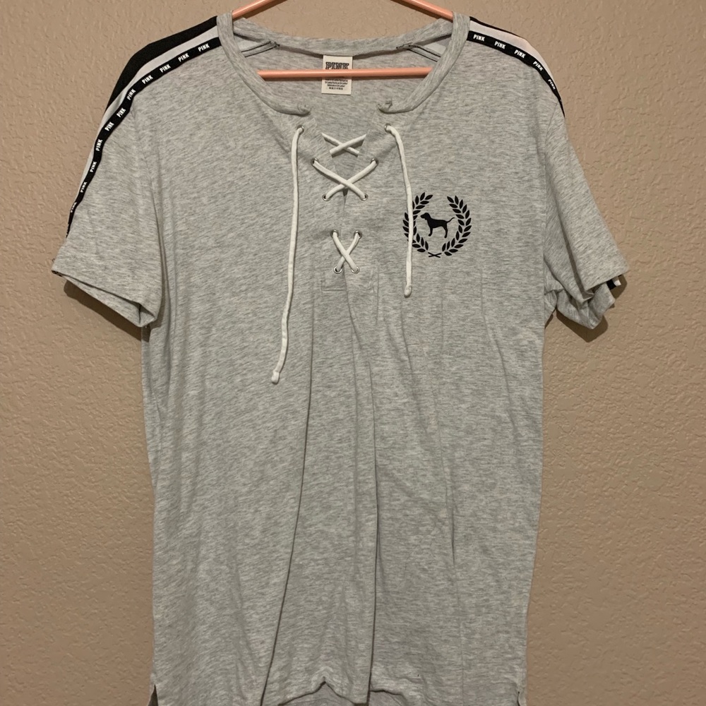 Pink Lace Up T-shirt